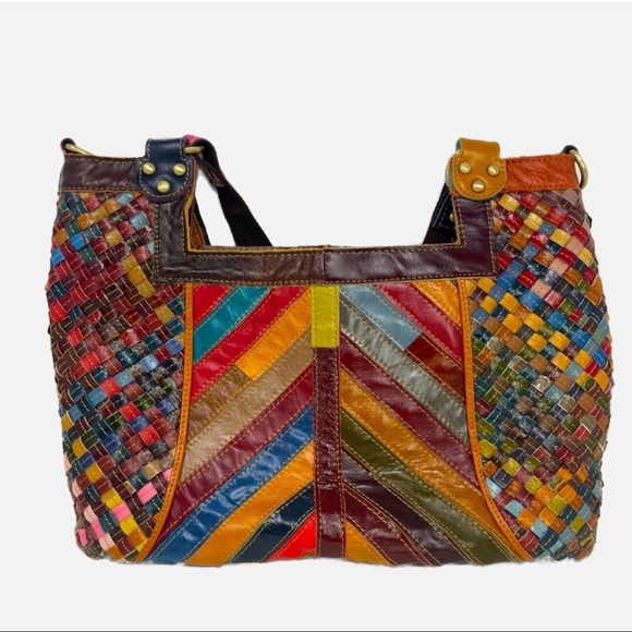Ameri - Leather Handbags - Ameri - Leather Boho Patchwork shoulder bag purse